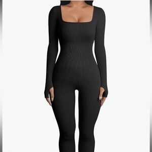 Black Ribbed Jumpsuit